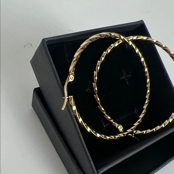 Elegant Gold Hoop Earrings - Picture 5 of 10